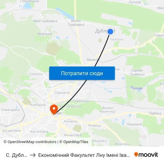 С. Дубляни to Економічний Факультет Лну Імені Івана Франка map