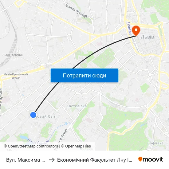 Вул. Максима Залізняка to Економічний Факультет Лну Імені Івана Франка map