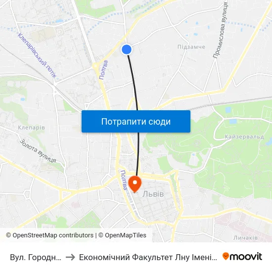 Вул. Городницька to Економічний Факультет Лну Імені Івана Франка map