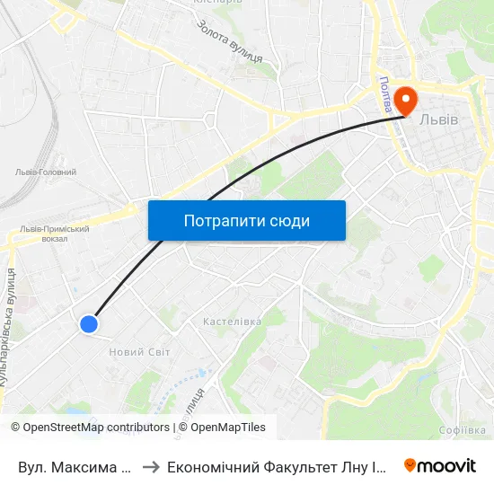 Вул. Максима Залізняка to Економічний Факультет Лну Імені Івана Франка map