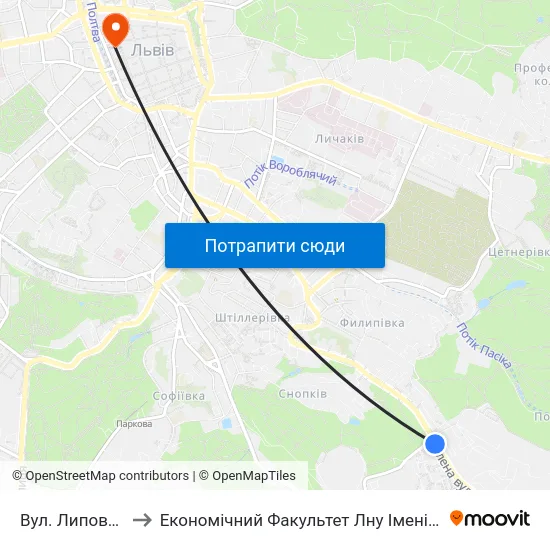 Вул. Липова Алея to Економічний Факультет Лну Імені Івана Франка map