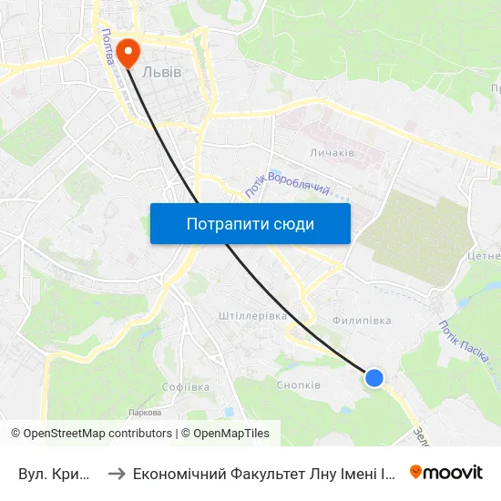 Вул. Кримська to Економічний Факультет Лну Імені Івана Франка map