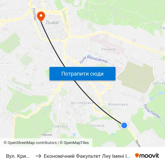 Вул. Кримська to Економічний Факультет Лну Імені Івана Франка map