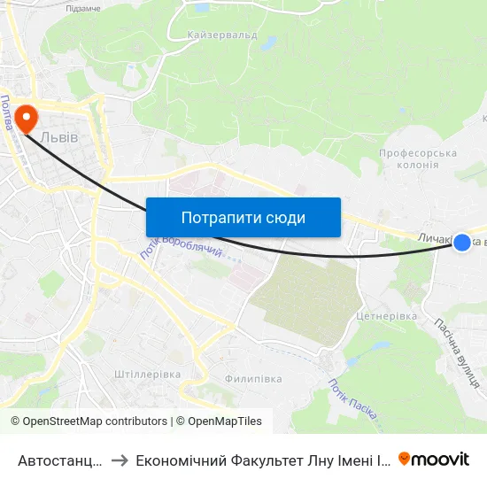 Автостанція №6 to Економічний Факультет Лну Імені Івана Франка map