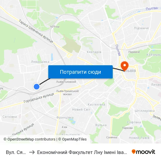Вул. Сяйво to Економічний Факультет Лну Імені Івана Франка map