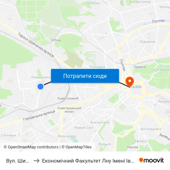 Вул. Широка to Економічний Факультет Лну Імені Івана Франка map