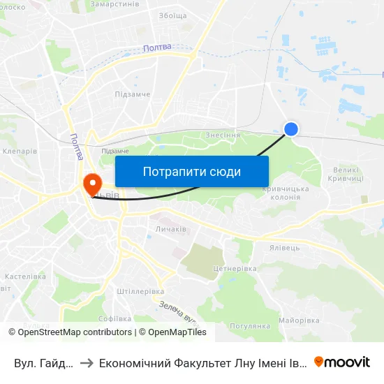 Вул. Гайдучка to Економічний Факультет Лну Імені Івана Франка map