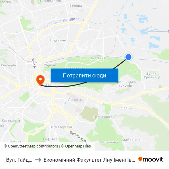 Вул. Гайдучка to Економічний Факультет Лну Імені Івана Франка map