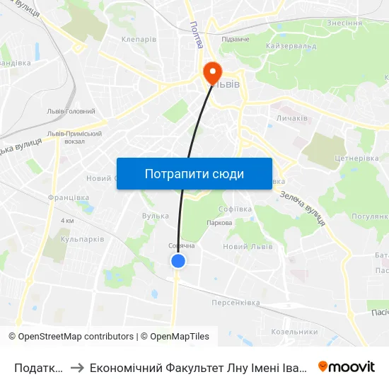 Податкова to Економічний Факультет Лну Імені Івана Франка map