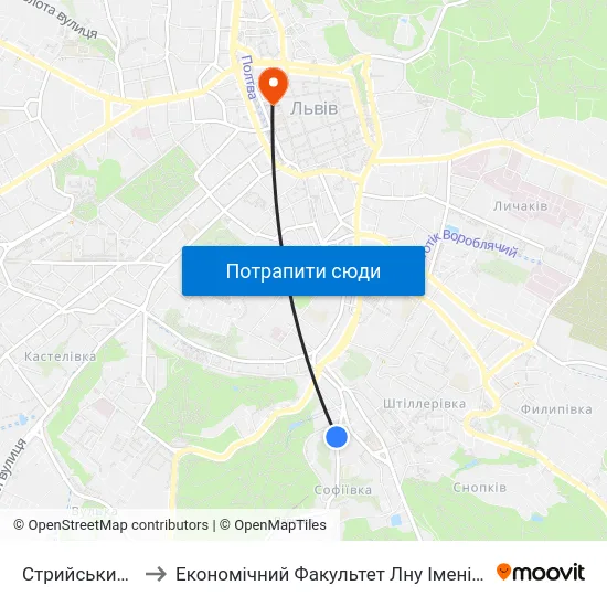 Стрийський Парк to Економічний Факультет Лну Імені Івана Франка map