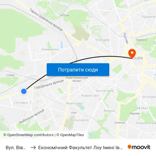 Вул. Вівсяна to Економічний Факультет Лну Імені Івана Франка map