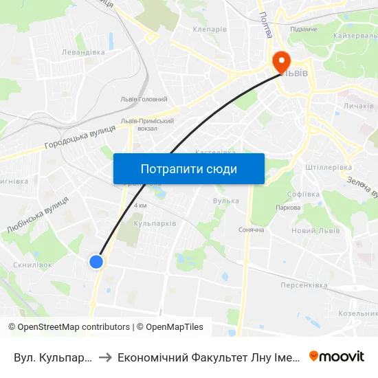 Вул. Кульпарківська to Економічний Факультет Лну Імені Івана Франка map