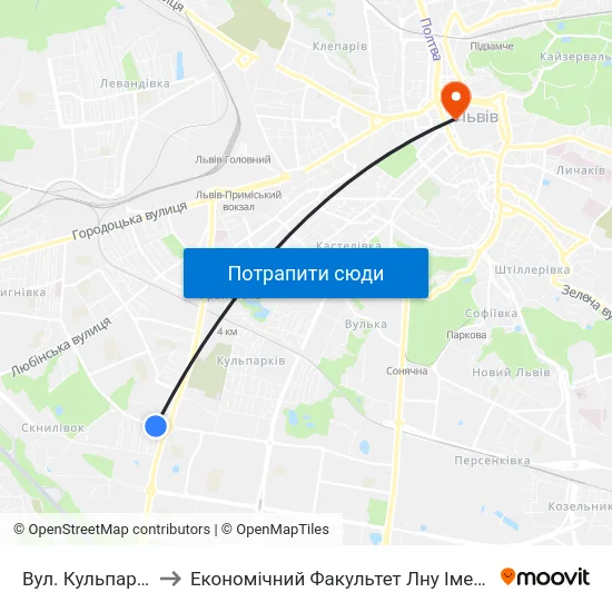 Вул. Кульпарківська to Економічний Факультет Лну Імені Івана Франка map