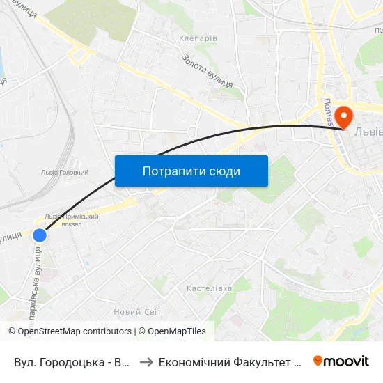 Вул. Городоцька - Вул. Кульпарківська to Економічний Факультет Лну Імені Івана Франка map