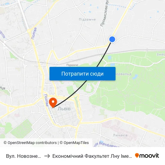Вул. Новознесенська to Економічний Факультет Лну Імені Івана Франка map