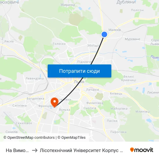 На Вимогу to Лісотехнічний Університет Корпус № 1 map
