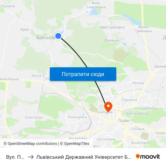 Вул. Пляжна to Львівський Державний Університет Безпеки Життєдіяльності map