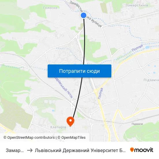 Замарстинів to Львівський Державний Університет Безпеки Життєдіяльності map
