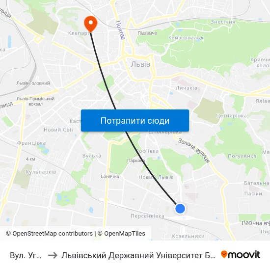Вул. Угорська to Львівський Державний Університет Безпеки Життєдіяльності map