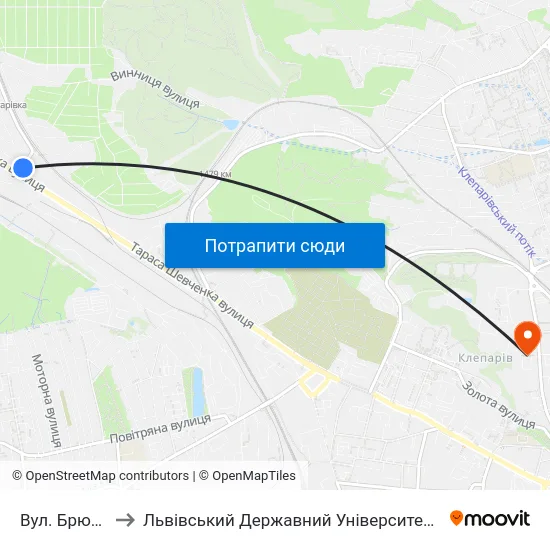 Вул. Брюховицька to Львівський Державний Університет Безпеки Життєдіяльності map