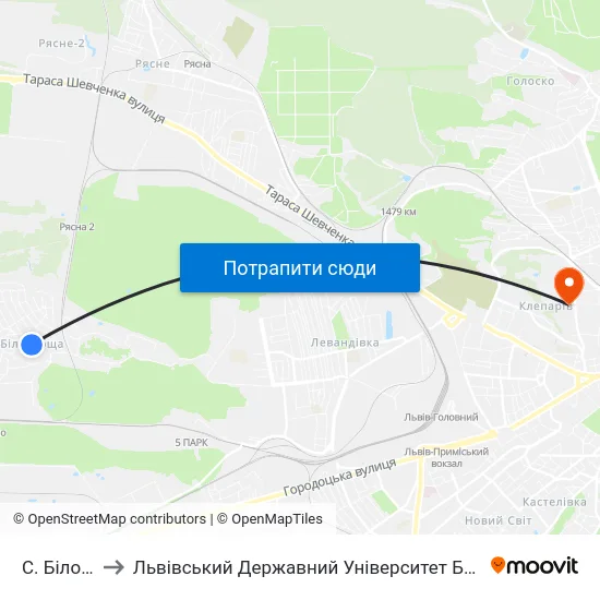 С. Білогорща to Львівський Державний Університет Безпеки Життєдіяльності map