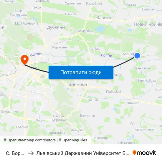 С. Борщовичі to Львівський Державний Університет Безпеки Життєдіяльності map