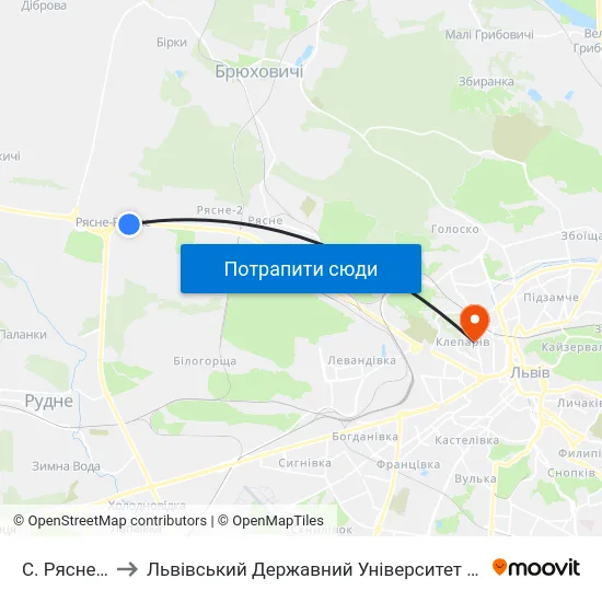 С. Рясне-Руське to Львівський Державний Університет Безпеки Життєдіяльності map