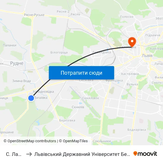 С. Лапаївка to Львівський Державний Університет Безпеки Життєдіяльності map