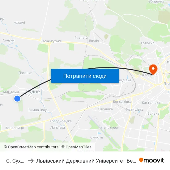 С. Суховоля to Львівський Державний Університет Безпеки Життєдіяльності map