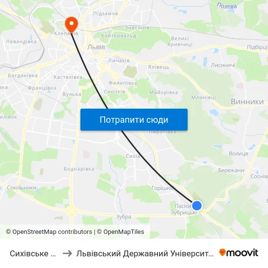 Сихівське Кладовище to Львівський Державний Університет Безпеки Життєдіяльності map