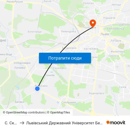 С. Скнилів to Львівський Державний Університет Безпеки Життєдіяльності map