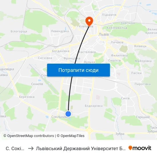 С. Сокільники to Львівський Державний Університет Безпеки Життєдіяльності map
