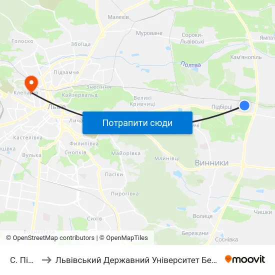 С. Підбірці to Львівський Державний Університет Безпеки Життєдіяльності map