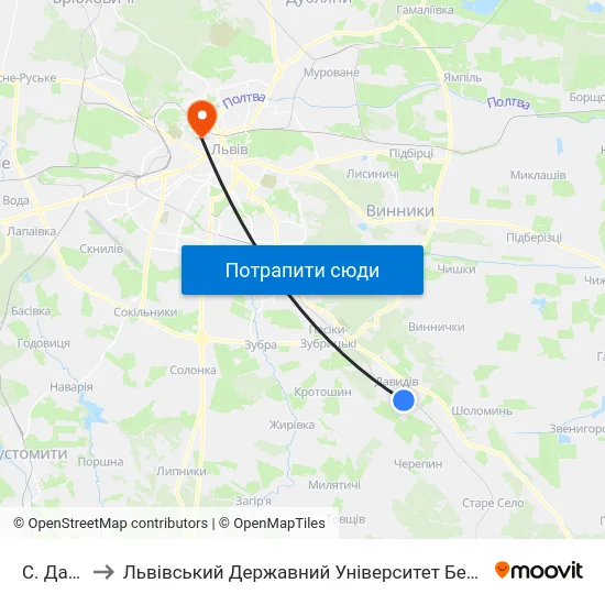 С. Давидів to Львівський Державний Університет Безпеки Життєдіяльності map