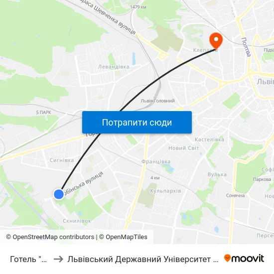 Готель "Тустань" to Львівський Державний Університет Безпеки Життєдіяльності map