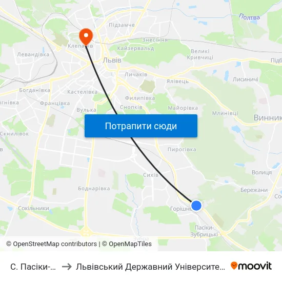 С. Пасіки-Зубрицькі to Львівський Державний Університет Безпеки Життєдіяльності map