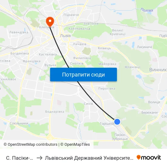 С. Пасіки-Зубрицькі to Львівський Державний Університет Безпеки Життєдіяльності map