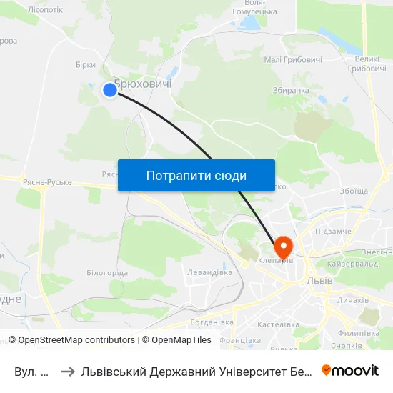 Вул. Ягідна to Львівський Державний Університет Безпеки Життєдіяльності map