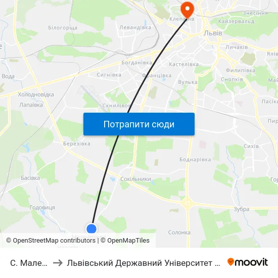 С. Малечковичі to Львівський Державний Університет Безпеки Життєдіяльності map