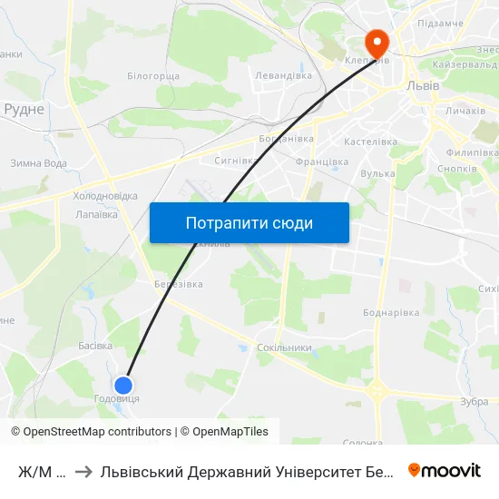 Ж/М Гірка to Львівський Державний Університет Безпеки Життєдіяльності map