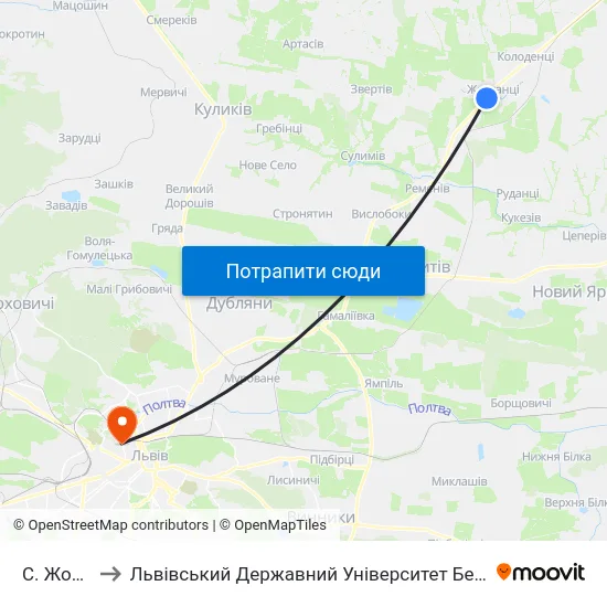 С. Жовтанці to Львівський Державний Університет Безпеки Життєдіяльності map