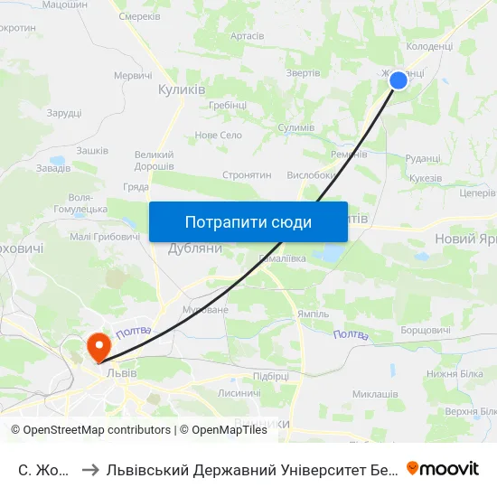 С. Жовтанці to Львівський Державний Університет Безпеки Життєдіяльності map