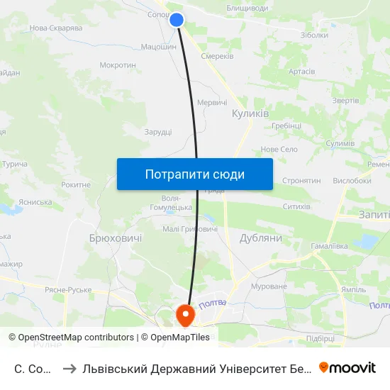 С. Сопошин to Львівський Державний Університет Безпеки Життєдіяльності map