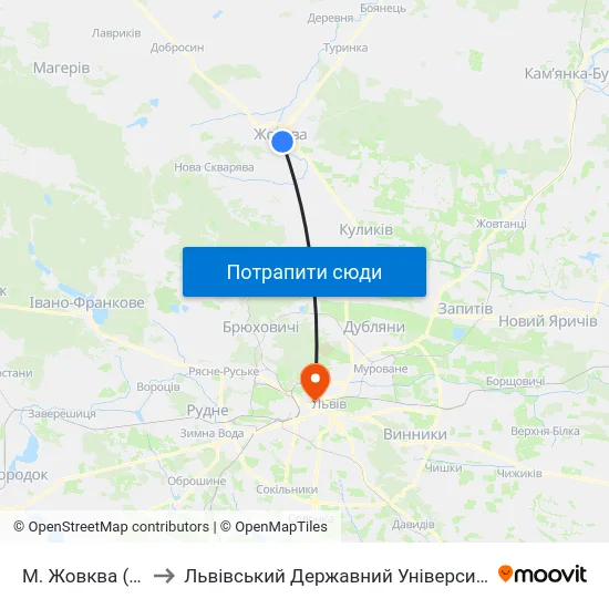 М. Жовква (Автостанція) to Львівський Державний Університет Безпеки Життєдіяльності map
