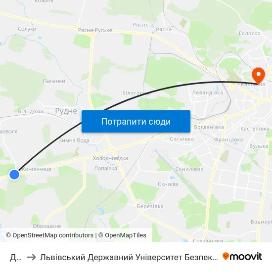Дачі to Львівський Державний Університет Безпеки Життєдіяльності map