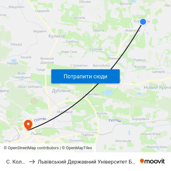 С. Колоденці to Львівський Державний Університет Безпеки Життєдіяльності map