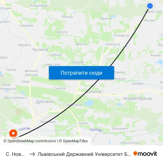 С. Новий Став to Львівський Державний Університет Безпеки Життєдіяльності map