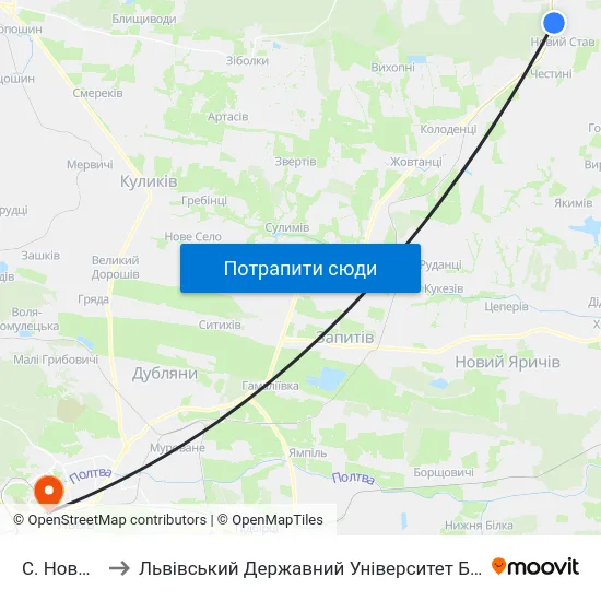 С. Новий Став to Львівський Державний Університет Безпеки Життєдіяльності map