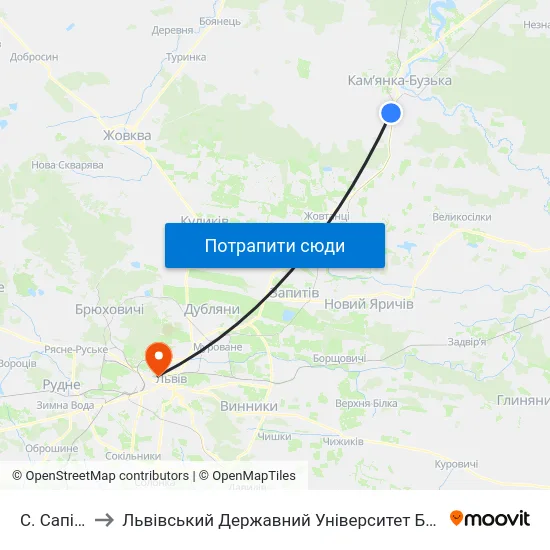 С. Сапіжанка to Львівський Державний Університет Безпеки Життєдіяльності map