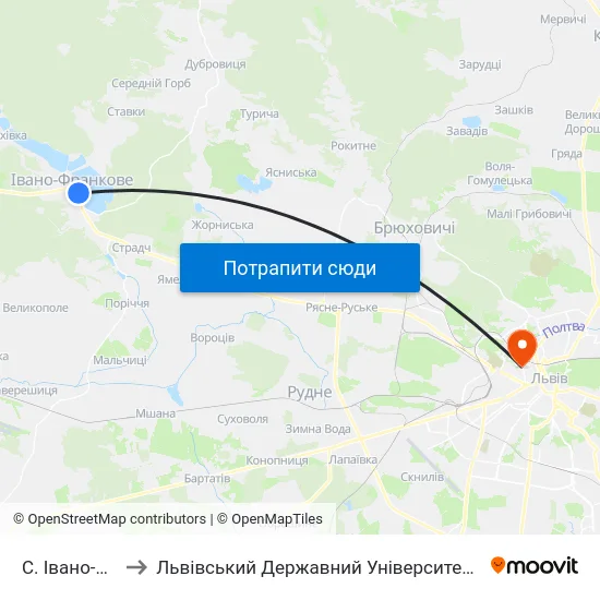 С. Івано-Франкове to Львівський Державний Університет Безпеки Життєдіяльності map
